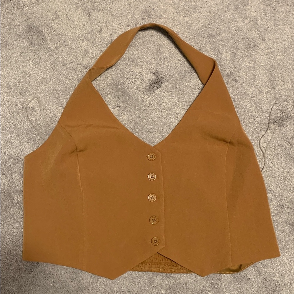 Wild Fable Brown Button-Up Vest Top